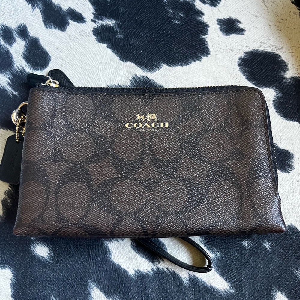 Brown coach wristlet